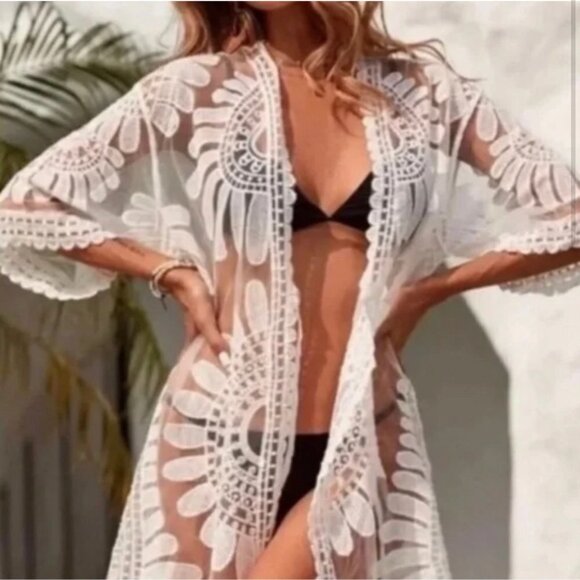 Boho Festival Womens Summer Shaw - Bathing Suit Cover Size Small   100% Cotton - Picture 9 of 10